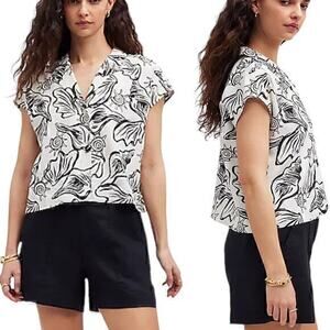 Madewell Black and White Floral Top